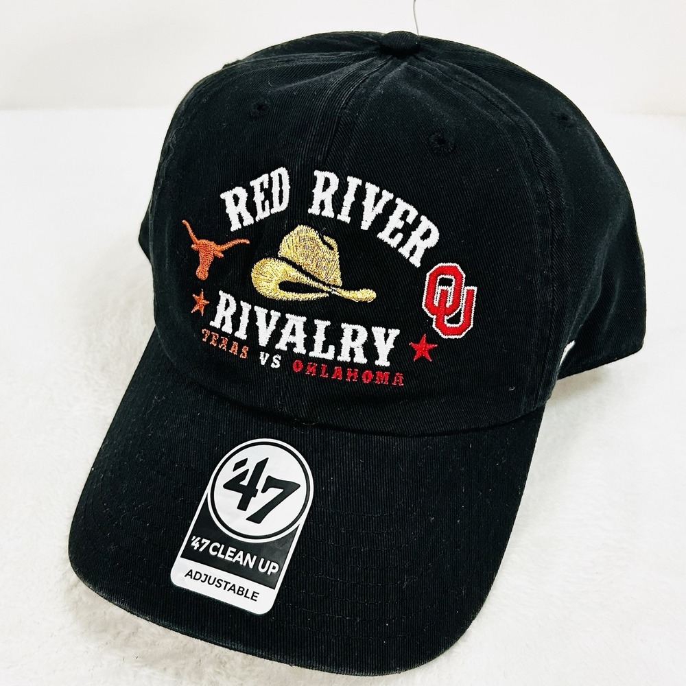 Red River Rivalry Texas Oklahoma '47 Brand Clean Up Hat Cap Adjustable Strapback